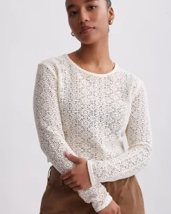 Peii Cotton Mesh Long Sleeve Top