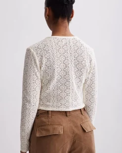 Peii Cotton Mesh Long Sleeve Top